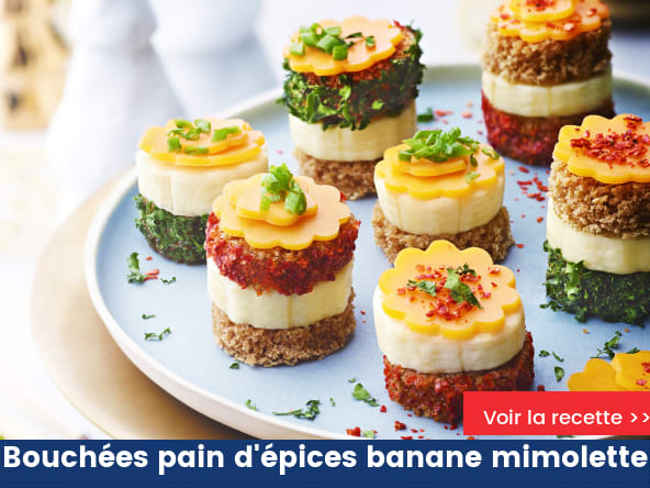 Bouchées de pain d’épices à la banane et mimolette